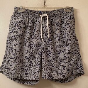 Trunks Grey & Black Wave Pattern Swim Shorts - Size S